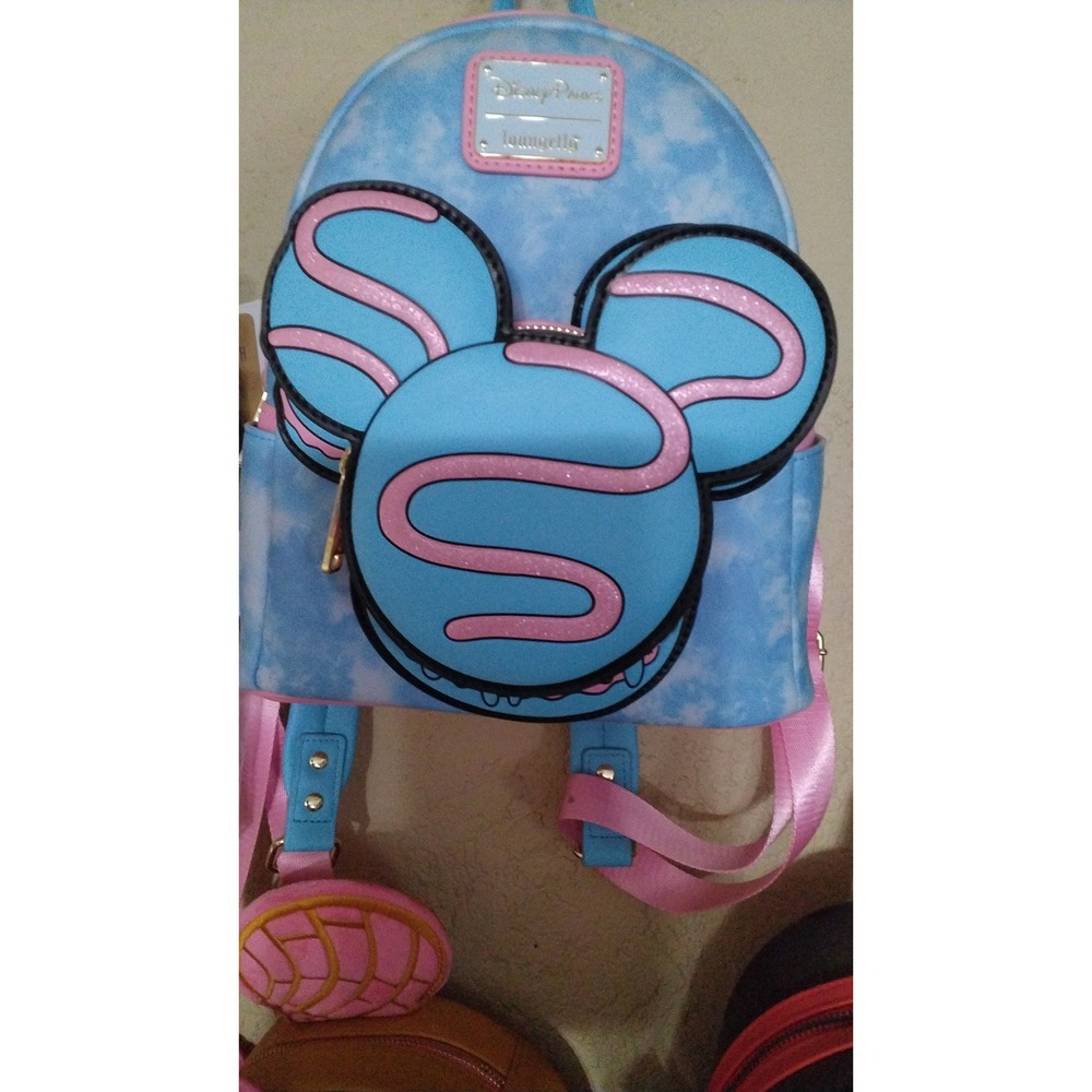 Loungefly Disney Parks Eats Mickey Macaron Mini Backpack Blue Pink NWT